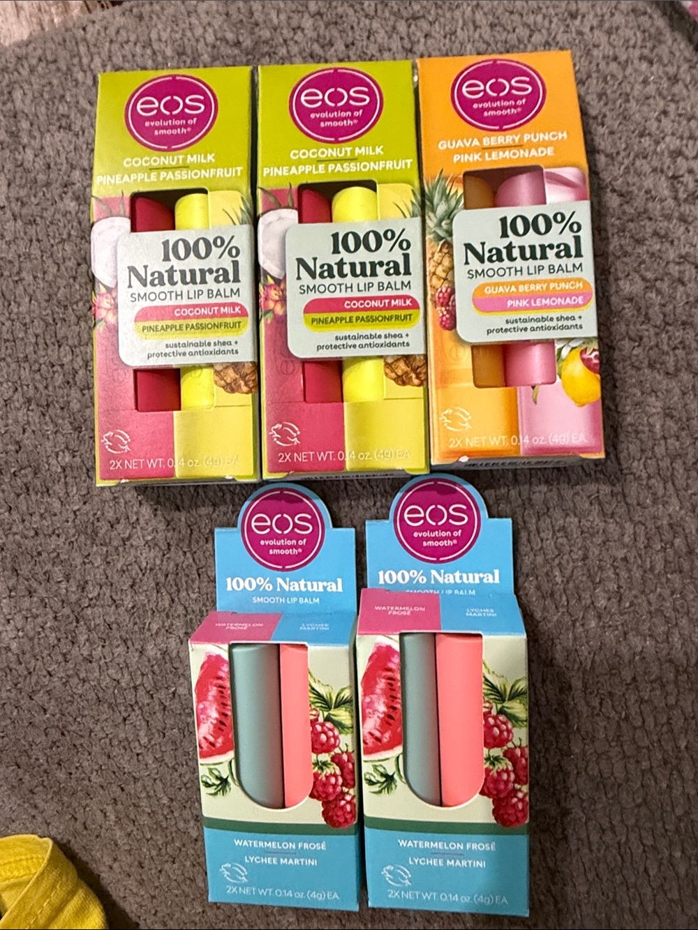 (5 packs) EOS 100% Natural Organic Hydrating Lip Balm Multicolor Variety